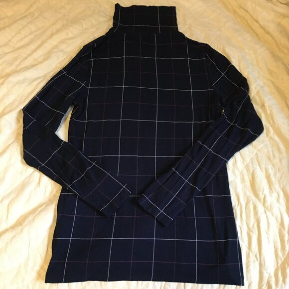 Denver Hayes Black Red White Plaid Mock Neck Viscose Long Sleeve Top XS - Picture 8 of 13